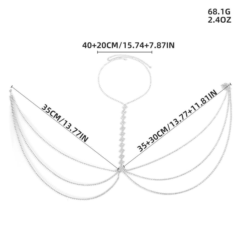 Sexy Rhinestone Bikini Body Chain - European & American Nightclub Style