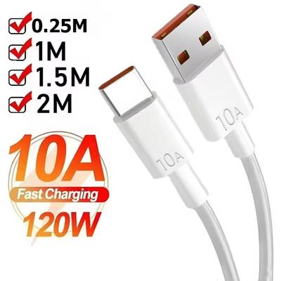 120W 10A USB C Mobile Phone Data Cord Fast Charge Cable for iPhone 15 Samsung Xiaomi 15 Huawei Type C Fast Charging Data Cable
