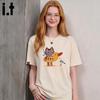 CHOCOOLATEit Women's French Trendy Playful Cat Cotton T-Shirt
