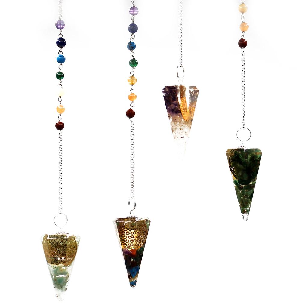 Orgonite Chakra Pendulum, Flower of Life
