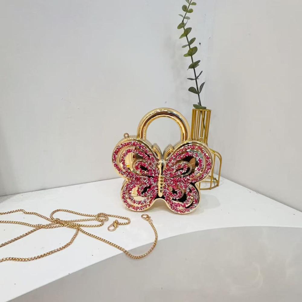 Shoulder Bags Butterfly Shape Butterfly Acrylic Bag Personalized Simple Design Crossbody Bag Funny Shape Shiny Party Bag Wedding