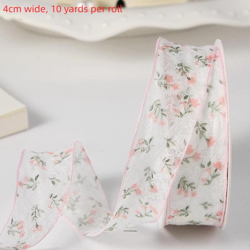 2.5Cm/4Cm 10 Yards Dainty Floral Fishnet Lace Trim For Cake, Bouquet, Gift Wrap And Handmade Hair Bows