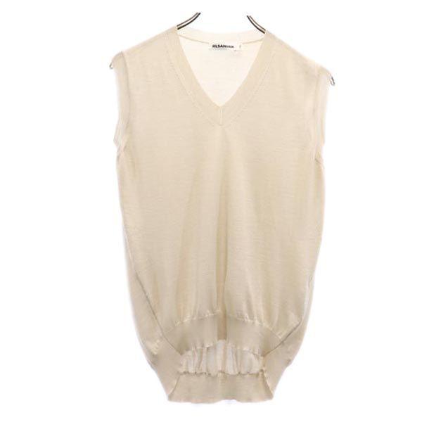 

JIL SANDER Сделано в Италии Кашемир Шелк Смесь V-образный вырез Вязаный жилет 34 Бежевый Женский Б/у