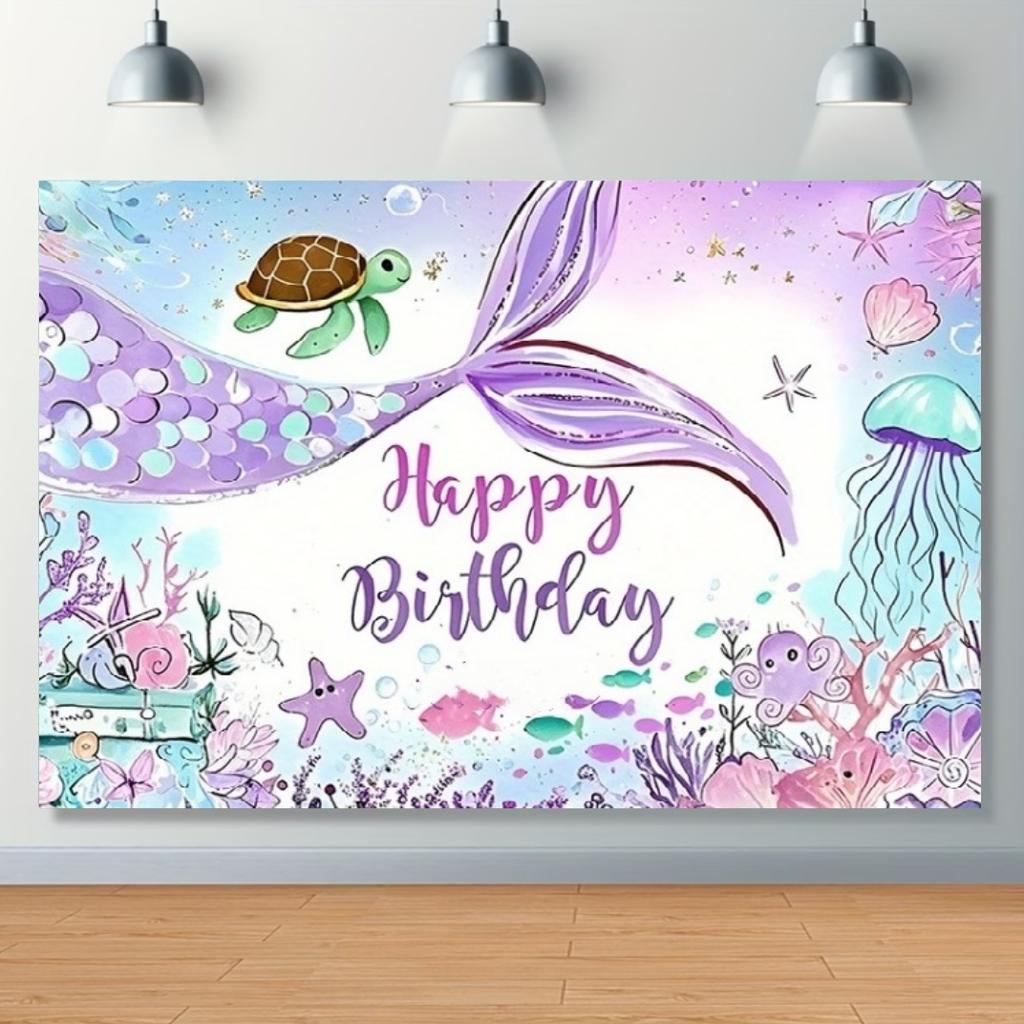 Mermaid Backdrop Girls Princess Birthday Party Decoration Background Under The Sea Photography Supplies Kids Baby Shower Banner