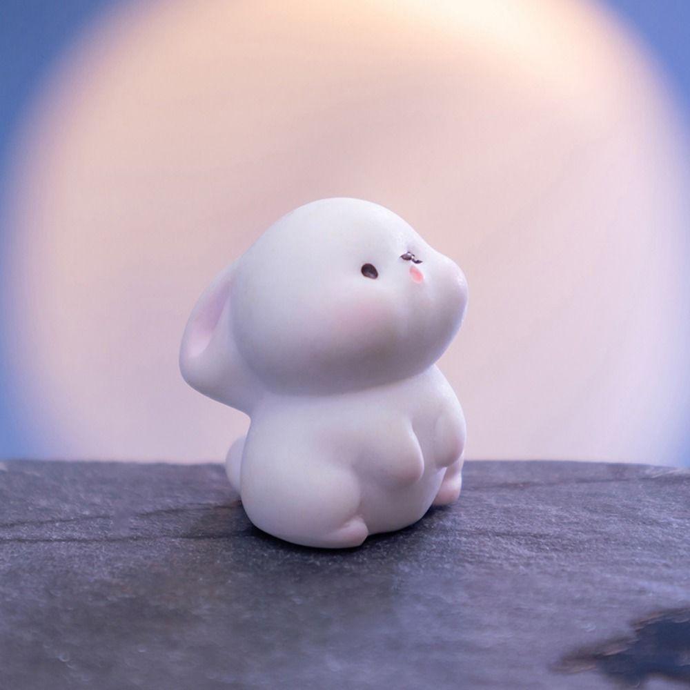Cartoon Bunny Micro Landscape Chinese Style Bunny Statue  Mid-Autumn Festival