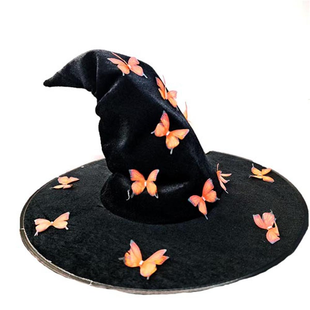 Halloween Witch Hat Mysterious Cosplay Witch Hat Butterfly Mesh Witch Hat Breathable For Halloween Adults Family Gathering XS(old)