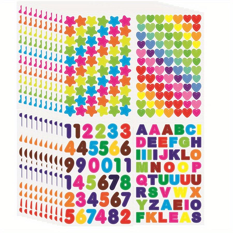 20 Sheets Colorful Alphabet Number Heart Star Dot Stickers Self-Adhesive Scrapbooking Stickers for DIY Art Crafts Creative JXB