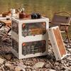 Transparent Folding Storage Box for Camping and Picnics - Large Capacity with Five Doors for Snacks, Toys, and Car Trunk Organization