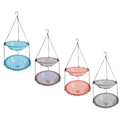 Outdoor Bird Feeder, Hanging Birdbath, Two-Tier Dish, for Garden And Patio