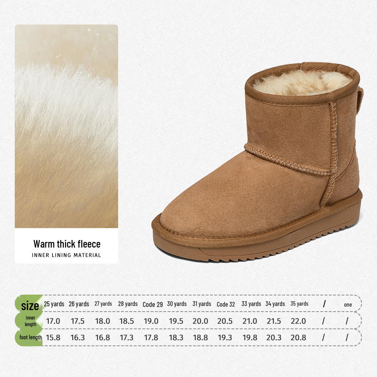 

Snuffy Kids Snow Boots: Leather & Fur, Non-Slip, Thick Fleece, 2025 Winter Collection 34