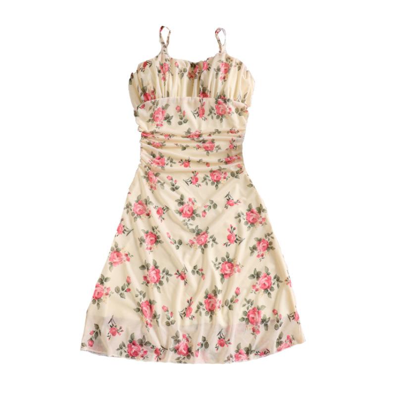 Dívčí módní šaty, Letní dětské sladké květinové šaty na ramínka