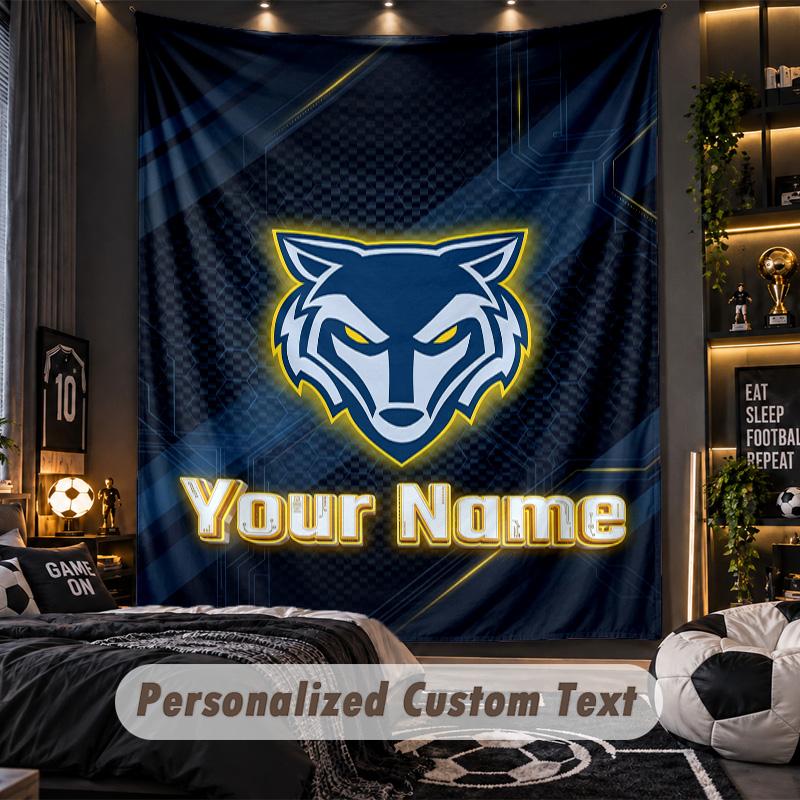 TapestryWarrington Wolves Custom Name Text Personalized Wall Hanging Tapestry Home Wall Decor