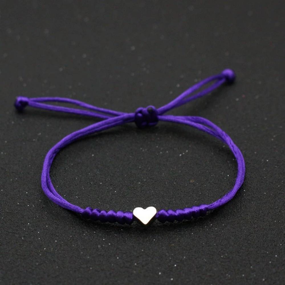 Hot Golden Silvery Heart Braided Rope Adjustable Bracelet Unisex Trendy Fashion Simple Versatile Couple Jewelry Gift Wholesale