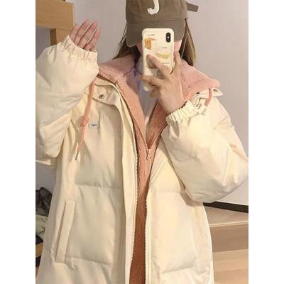 Winter Fake Two-piece Cotton Jacket Women's New Design Sense Loose Hooded Thickened Warm Bread Jacket Cotton Coat