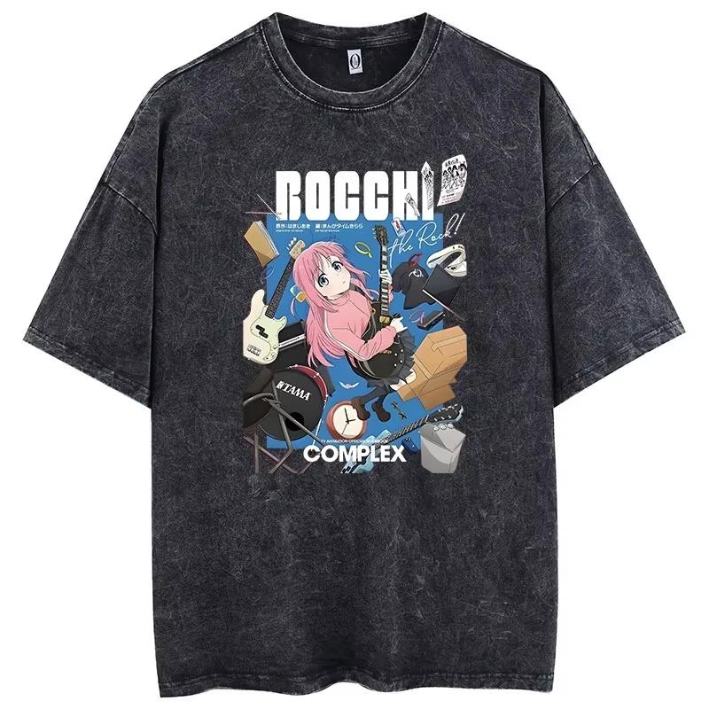 Washed Unisex Loose Street‑style Short‑sleeve T‑shirt from Anime Bocchi the Rock! Kessoku Band Gotoh Hitori T-shirt