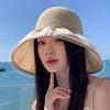 Hat Women's Pearl Big Edge Spring Sun Protection Sun Hat Seaside Vacation Bucket Hat Knitted Sun Hat High Sense