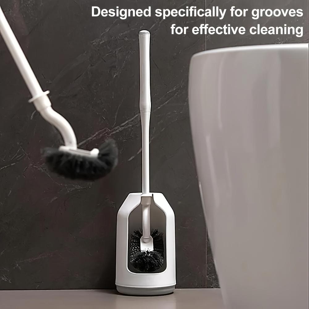 1pc Toilet Brush Set with Holder Ergonomic Long Handle Deep Cleaning Toilet Brush Quick Assembly Ventilated Base Bathroom Tool
