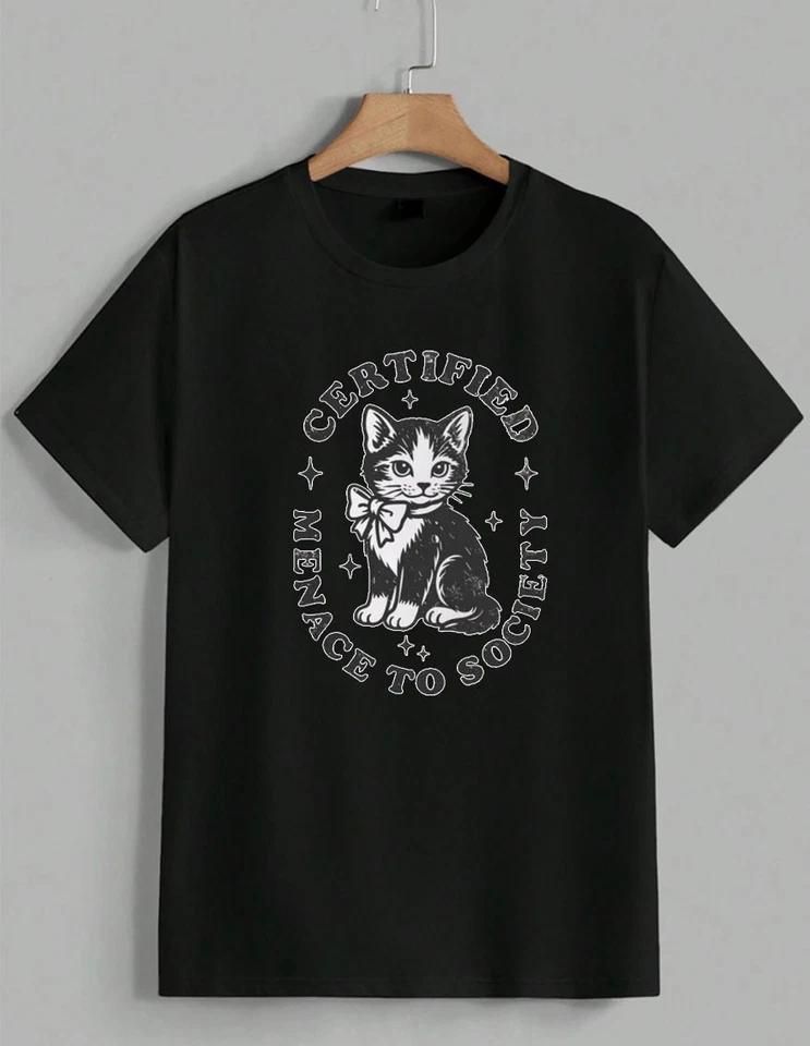 Certified Menace To Society Funny Cat Kitten Lover Graphic Tee T-Shirt Unisex 2 S