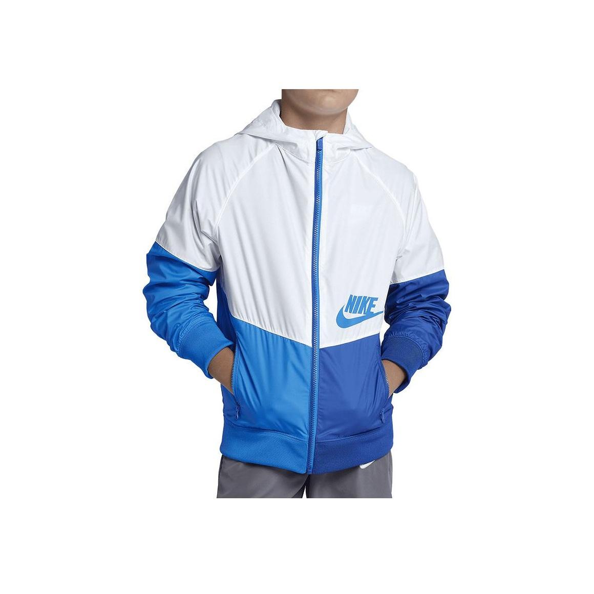 

Nike Logo Print Patchwork Hooded Jacket Kids jackets Blue 939558-100 L