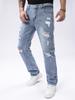 Pantaloni di jeans da uomo azzurro chiaro a gamba dritta strappati