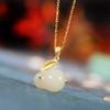 Jade Rabbit Necklace Women's Light Luxury Niche Design High-end Clavicle Chain Imitation Hetian Jade Pendant Chain
