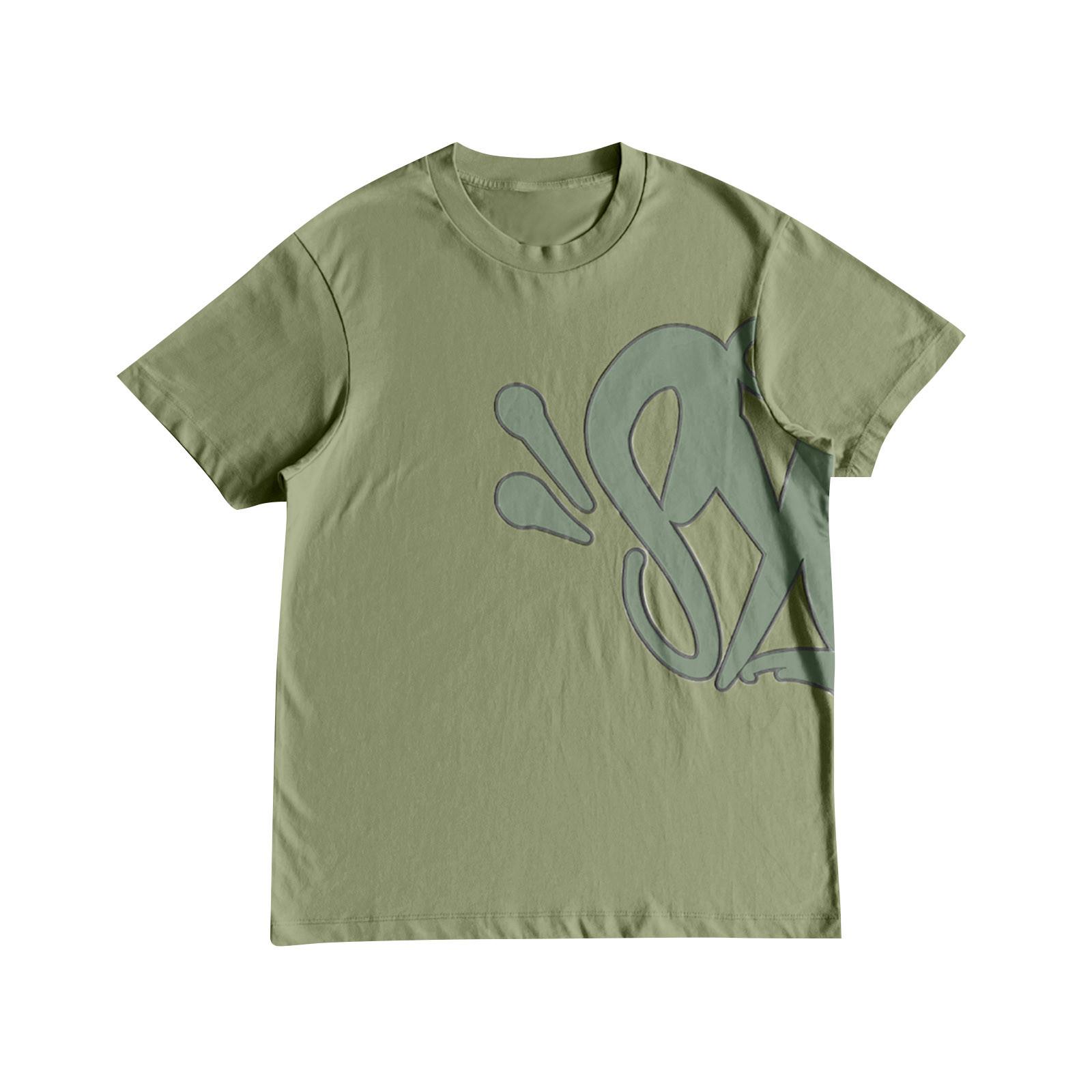 

Женская и мужская повседневная модная футболка с круглым вырезом и коротким рукавом, топ с принтом S зелёный