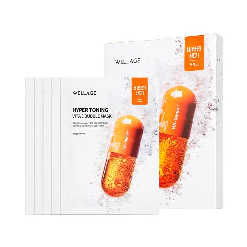 Wellage Hyper Toning Vita C Bubble Mask (5 Sheets) NONE