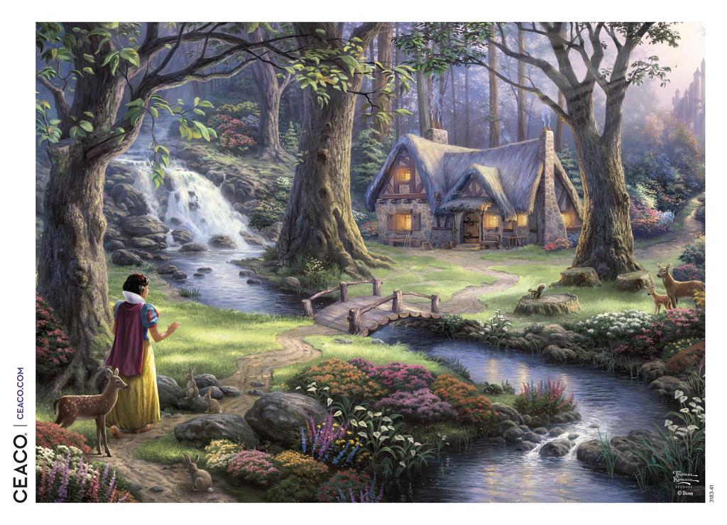 Ceaco - Disney - Thomas Kinkade - Snow White Discovers the Cottage - 1000 Piece Jigsaw Puzzle for Adults - Challenging Puzzle Perfect for Game Night