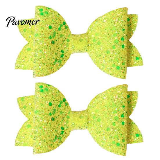 Sparkly Hair Bows for Children 2Pcs Solid Color Glitter Bow Clip Girls, Double Layer Sparkling Cute Barrettes Little Girls Hairpin, Decorative