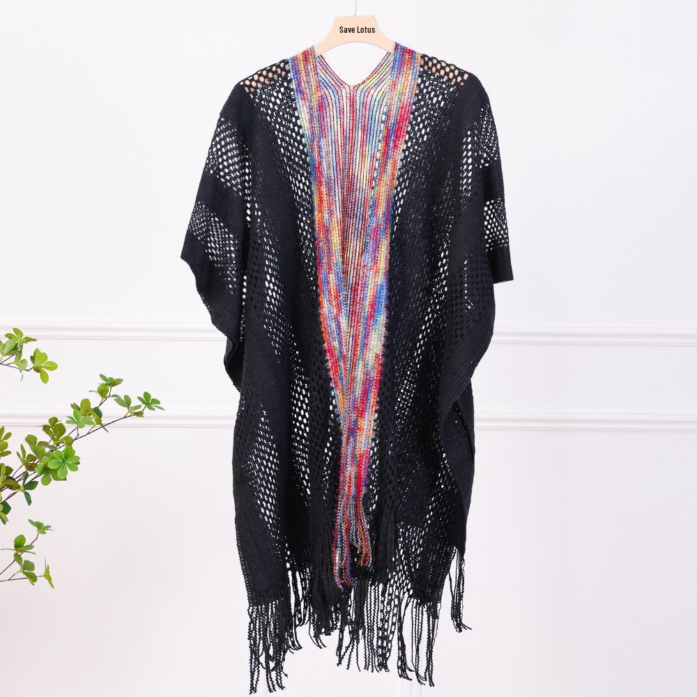 2025 Spring Slimming Knit Tassel Cardigan Shawl - Versatile, Stylish, Age-Reducing, Travel Photography-Ready