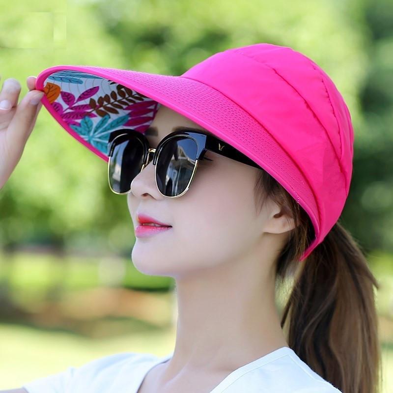 Summer New Women's Sunscreen Visor, Eaves, Empty Top Sun Hat, Fashionable Flower Decoration, Outdoor Breathable Cool Hat