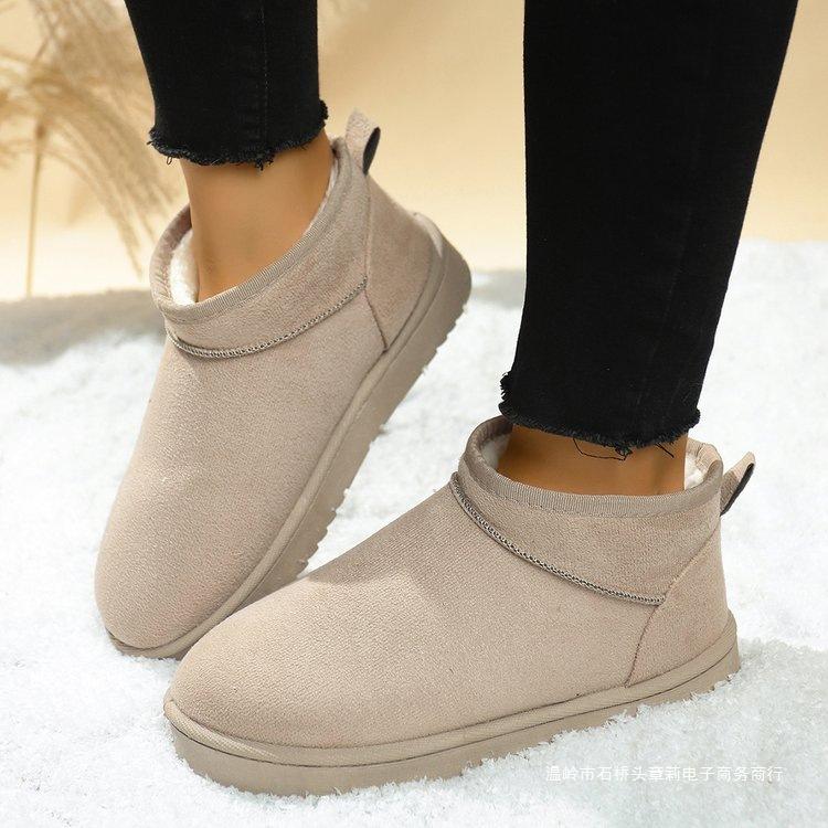 Shearling Snow Boots for Men and Women, Non-slip, Fleece-lined Short Boots