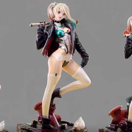 New Fanart 1/6 Harly Quinn Cos Asuka Anime Figure Slap Clown Girl Asuka Gk Statue Handmade Model Toy Gift 33cm
