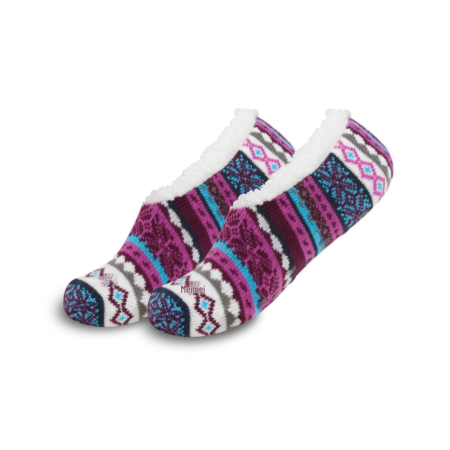 

American Style Lambswool Non-Slip Slipper Socks for Adults - Cozy Velvet Indoor Floor Socks