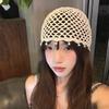 Portable Pearl Fringed Hollowed Out Woven Beanies Retro Pullover Hat for Travel Winter Essentials
