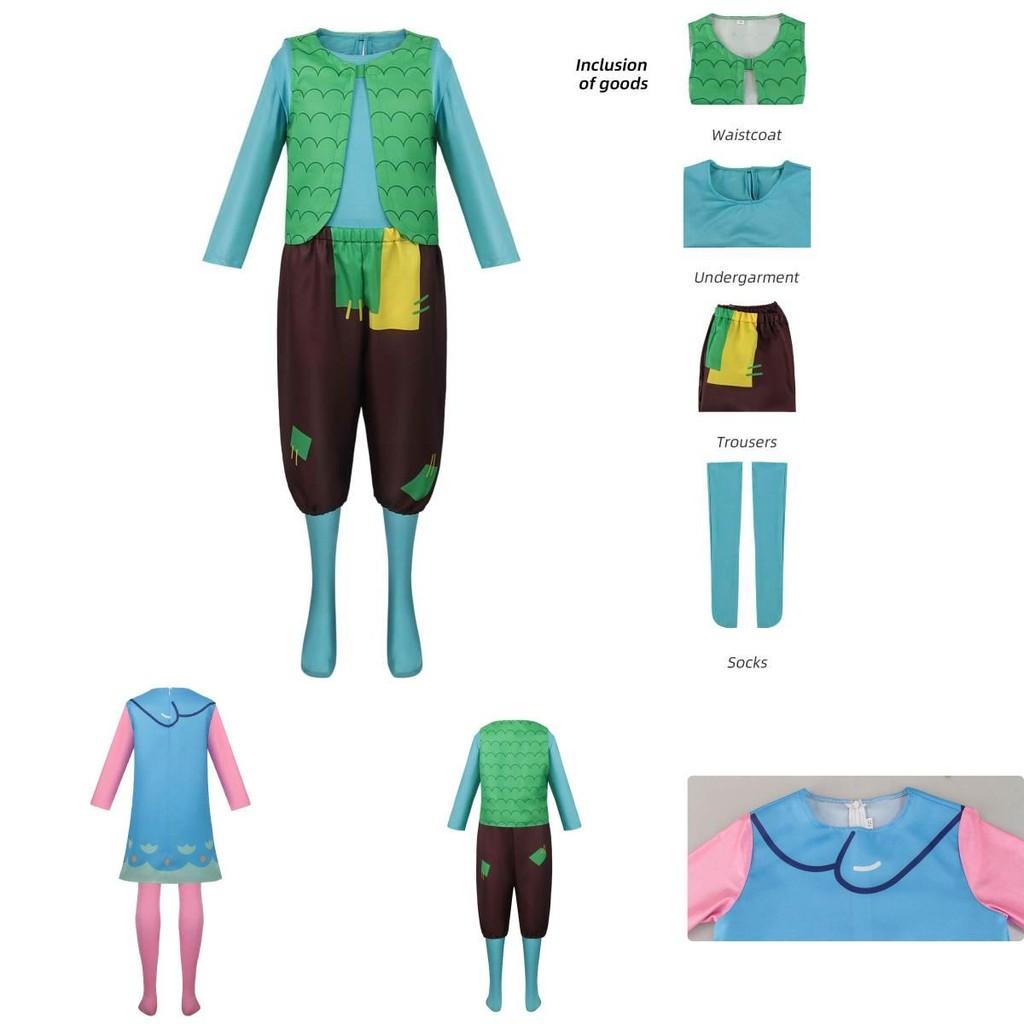 Cute Fantasy Trolls Cosplay Costume Poppy Dress Anime Halloween Stage Outfit
