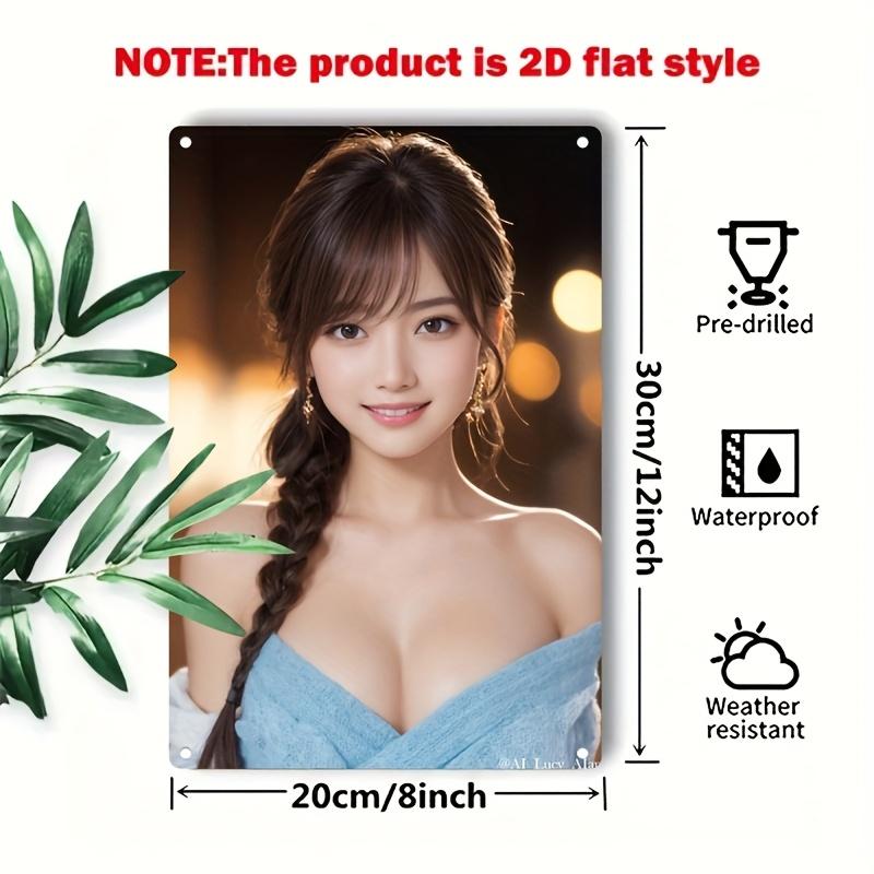 Hisun Tin Sign HD Metal Tin Sign Elegant Asian Beauty Portrait Vintage Wall Art Decor for Bedroom Living Room Man Cave