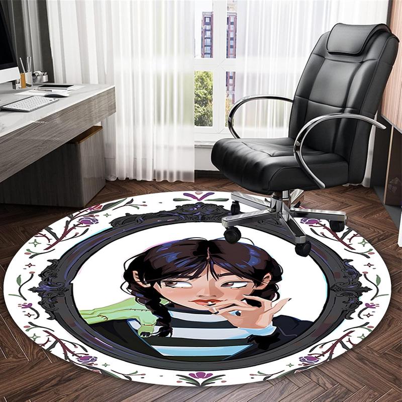 1pc Addams Family Wednesday9 Print Round Carpet Chair Round Carpet Suitable for Bedroom Living Room Home Decorative Carpet