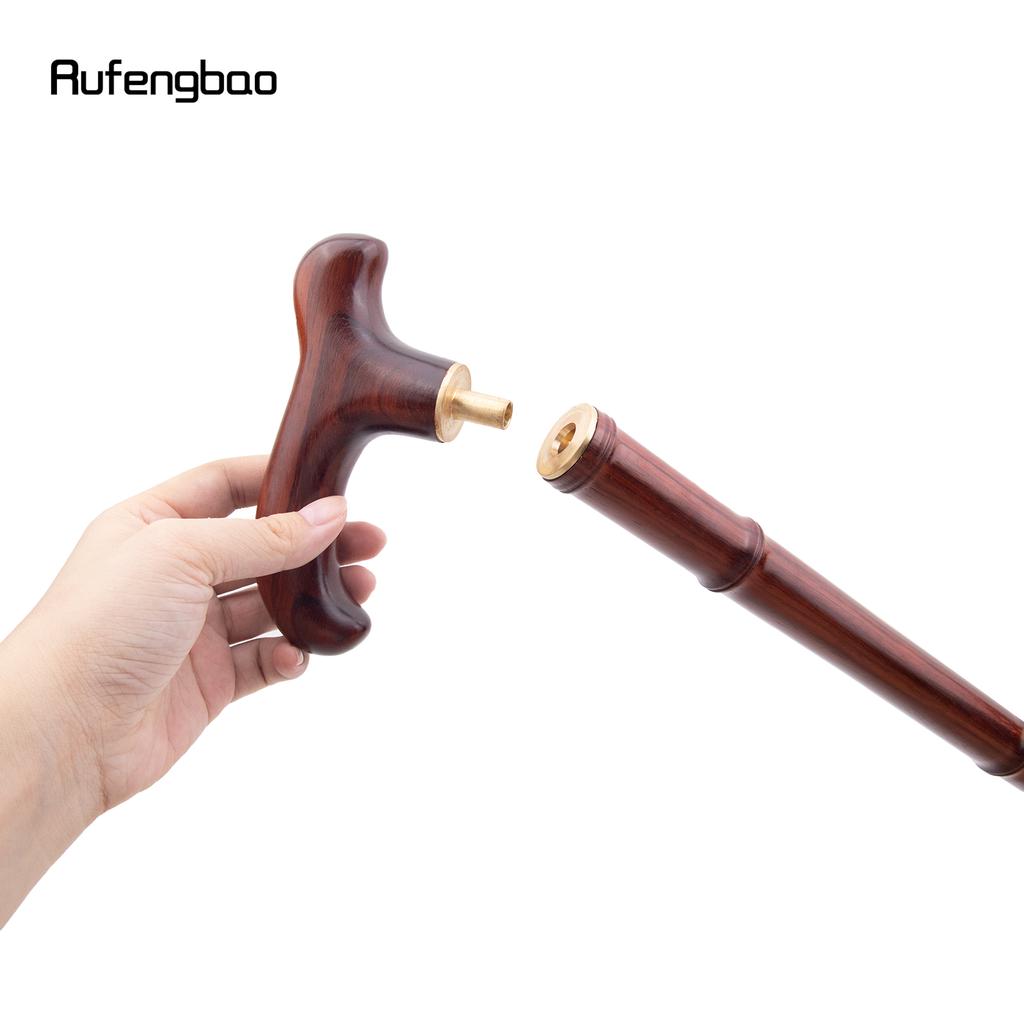 Red Wooden Single Bamboo Joint Fashion Walking Stick Decorative Cospaly Party Walking Cane Halloween Crutch Wand Crosier 94cm