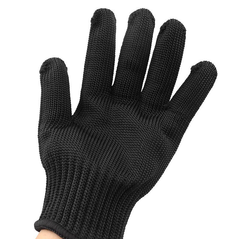 Black Grade 5A Cut-Resistant Steel Wire Gloves: Wear-Resistant, Multi-Purpose Labor Protection.