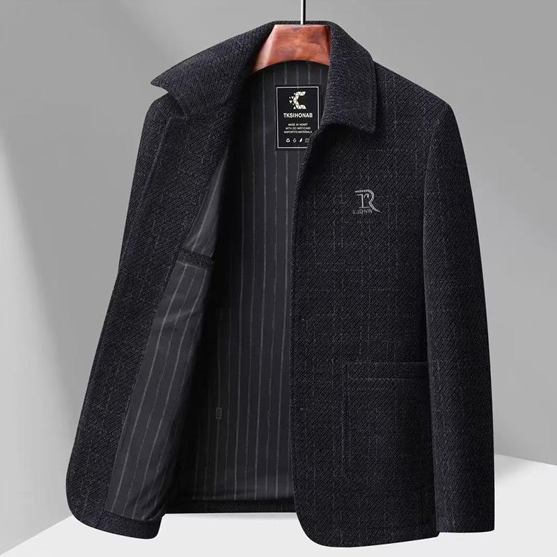 Chenille Wool Jacket for Middle-Aged & Elderly Men - Spring/Autumn Style, Warm & Casual Top for Dad or Grandpa