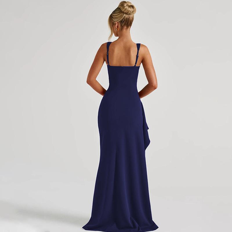 2025 Summer Fashion: European/American INS Style Women's Sexy Backless High Slit Evening Dress