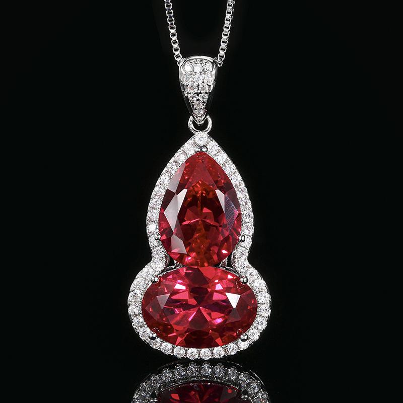 Autumn And Winter Jewelry Simulation Corundum Retro Gourd Pendant Necklace Main Stone 10 * 14