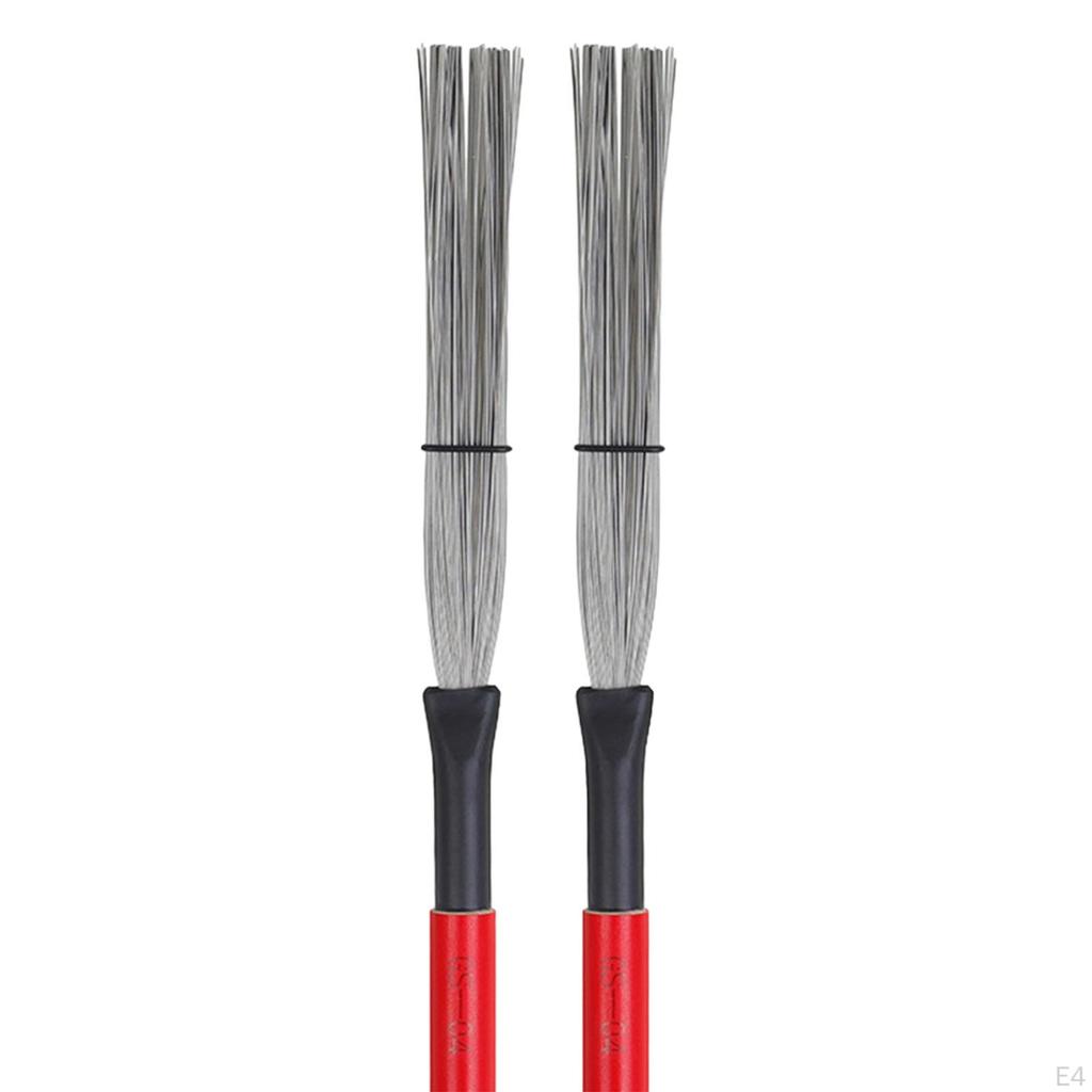 2 Pieces Drum Brushes Wire Portable Durable 13.78in Length with Comfortable Wood