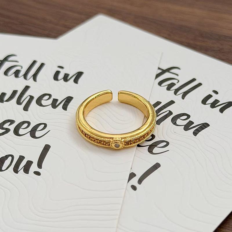 Medieval Vintage Simple Plain Ring Narrow Version French Retro Brushed Ring Irregular Geometric Personality Ring Woman