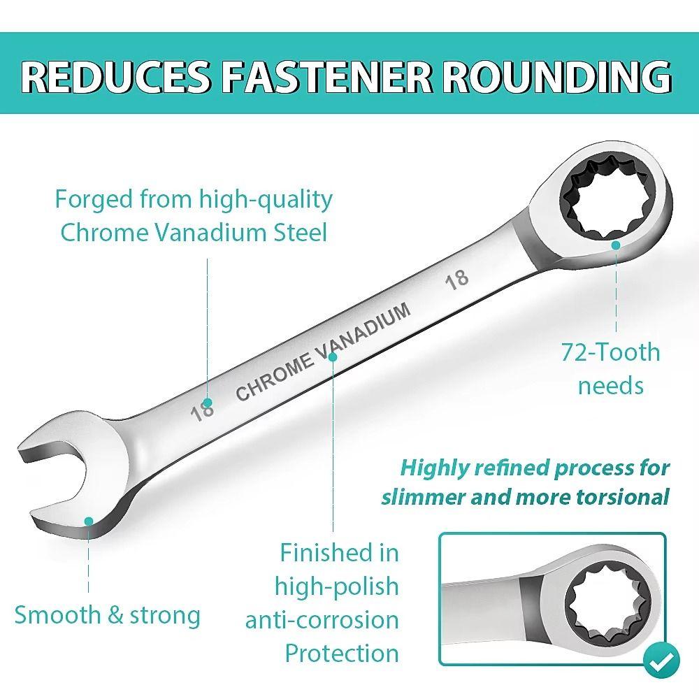 1Pcs 8-17mm Ratcheting Socket Spanner Metric Nut Hand Tool Durable Ratchet Wrench