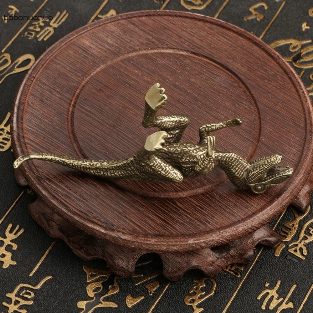 Statuie Dinosaur Jurassic Velociraptor Solid Alamă Ornamente Birou Desktop Animal de Companie de Ceai Artizanat Figurine Animale Miniaturi Jucărie Cadouri