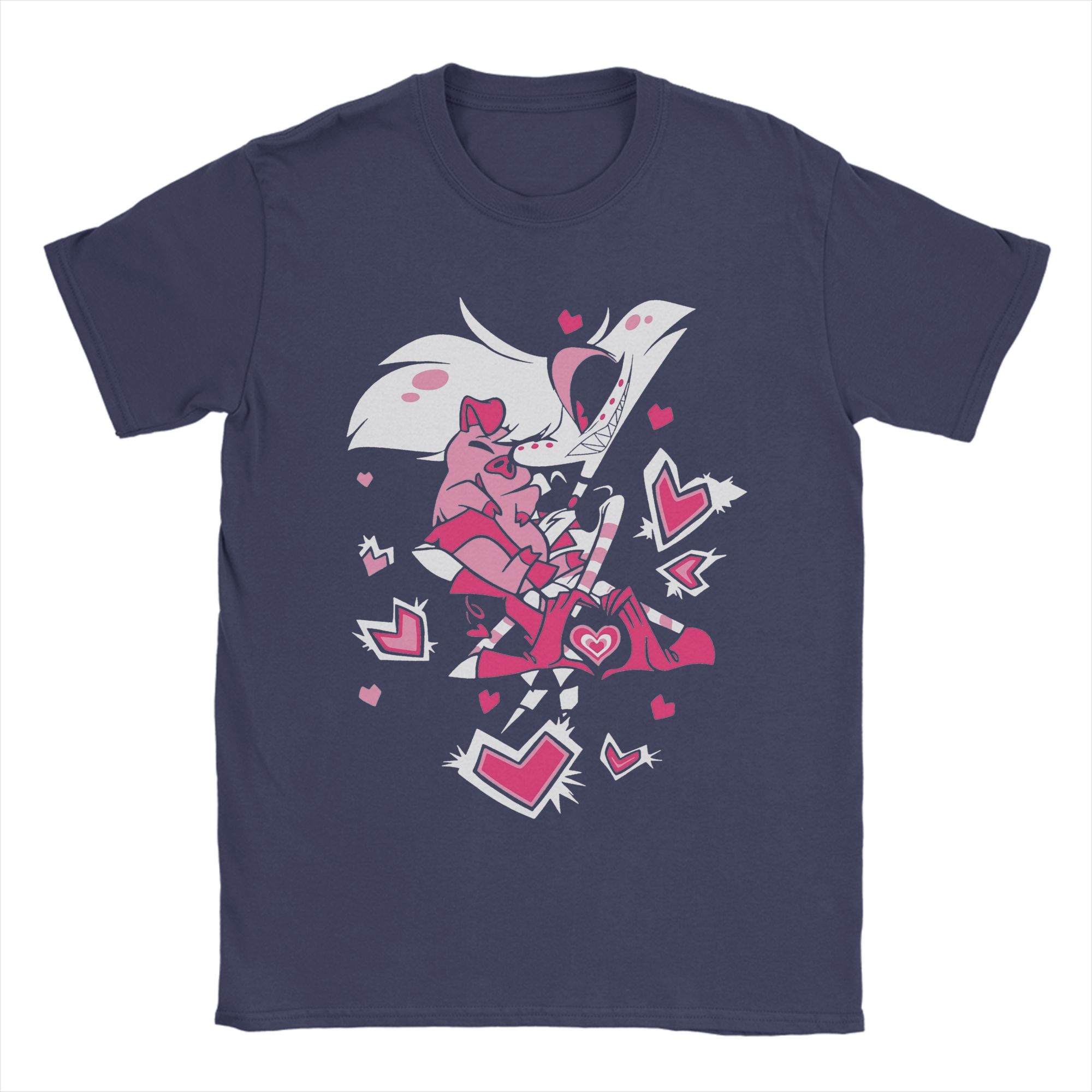 

2026 New Hazbins Hotels Cute Angel Dust and Fat Nuggets Mens T Shirt Short Sleeve Crew Neck TShirt Cotton Oversized Clothing 4XL