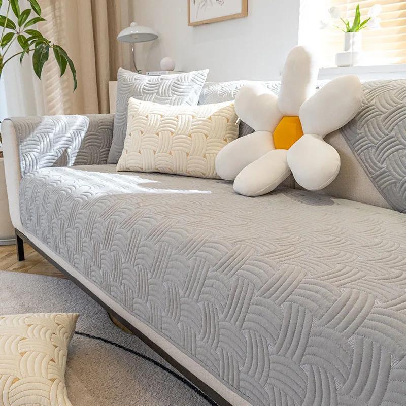 Cotton Sofa Cushion Four Seasons Universal Sofa Cover for Living Room Non-slip Soft Simple Couch Slipcovers Home Sofas Towel