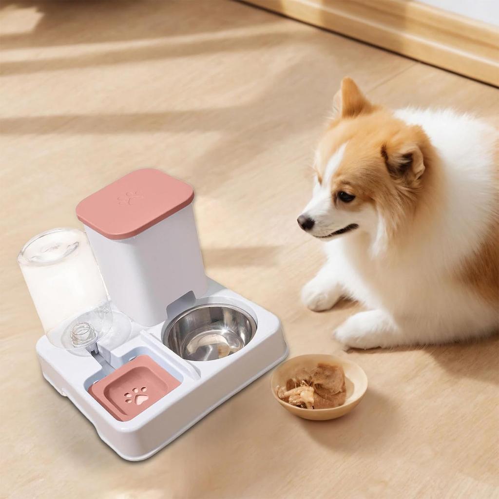 Cat Feeder And Drinker, 2 In 1 Automatic Pet Feeder, Pet Food Bowl, Pet Supplies For Small Medium Large Cats, Large Capacity Dog Bowl Drinking Water